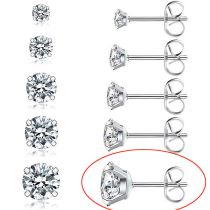 Fashion 6 Claws 8mm Steel Color Stainless Steel Diamond Geometric Stud Earrings