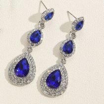 Fashion Royal Blue Water Drop Earrings Metal Diamond Drop Earrings