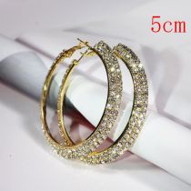 Fashion Golden 5cm Geometric Diamond Round Earrings