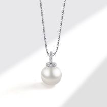 Fashion White Gold Copper Diamond Pearl Necklace