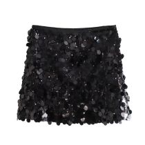 Fashion Black Woven Sequin Skirt
