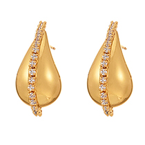 Fashion Gold Copper Set Zircon Drop Earrings