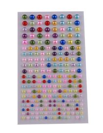 Fashion 220 3456mm Color Pearls Geometric Pearl Adhesive Free Nail Art Sticker