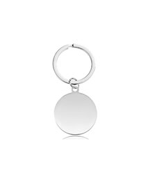 Fashion 30mm Outer Hole Round Silver (assembled) Metal Blank Round Tag Keychain