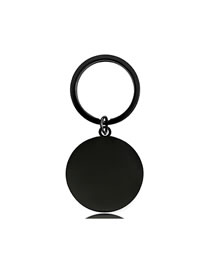 Fashion 30mm Outer Hole Circle Black (assembled) Metal Blank Round Tag Keychain
