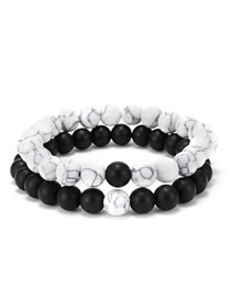 Fashion Black And White Geometric Stone Beaded Bracelet Set