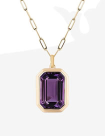 Fashion Purple Titanium Square Diamond Necklace