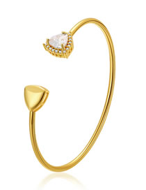 Fashion White Gold-plated Copper Triangle Cuff Bracelet With Diamonds