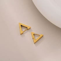 Fashion Gold Men's Titanium Steel Triangle Stud Earrings