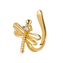 Fashion Gold Copper And Diamond U-shaped Dragonfly Ear Clip