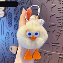 Fashion Beige Cartoon Rex Rabbit Fur Ball Doll Keychain