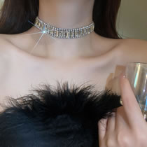 Fashion 2# Necklace - Silver Alloy Diamond Geometric Necklace
