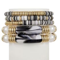 Fashion 1# Colorful Polymer Clay Geometric Beaded Bracelet Set