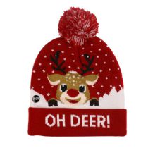 Fashion Elk Head Acrylic Christmas Print Knitted Beanie