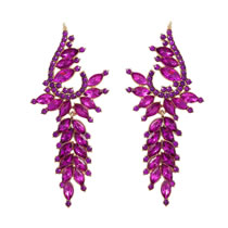 Fashion Purple Alloy Diamond Geometric Earrings