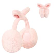 Fashion Bow Pink Plush Rabbit Ears Earmuffs