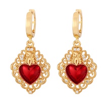 Fashion Red 9 Copper Inlaid Zircon Irregular Oil Drop Love Earrings Earrings
