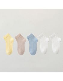 Fashion Morandi Color [breathable Mesh 5 Pairs] Cotton Printed Breathable Mesh Kids Socks