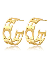 Fashion 5# Titanium Steel Letter Earrings