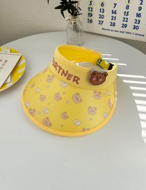 Fashion Big Brim - Flashing Lights - Partner Yellow Bear Plastic Printed Empty Top Kids Sunscreen Hat