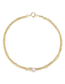 Fashion Gold Sterling Silver Geometric Pearl Chain Bracelet
