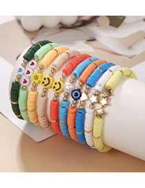 Fashion 4# Colorful Polymer Clay Beaded Heart Smile Face Eyes Five-pointed Star Bracelet Set