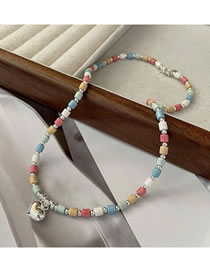 Fashion Color Colorful Beaded Heart Necklace