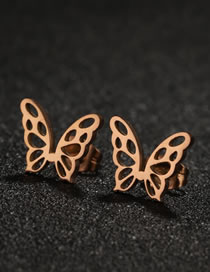 Fashion Rose Gold-3 Stainless Steel Butterfly Earrings