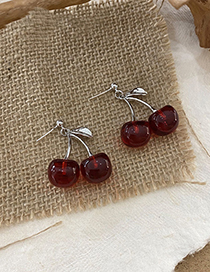 Fashion Red Alloy Geometric Cherry Stud Earrings
