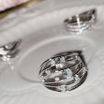 Q&A for Fashion 2# Copper And Diamond Geometric Multi-layered Ring