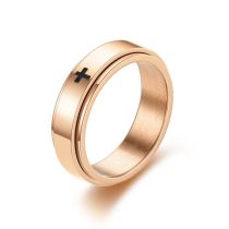 Fashion 6mm Rose Gold Cross Stainless Steel Cross Turnable Ring Reviews ...