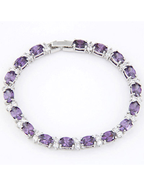 Hemp Purple Gemstone Decorated Simple Design Zircon Crystal Bracelets