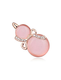 Lucky Light Pink & Rose Gold Diamond Decorated Gourd Shape Design Alloy Crystal Brooches